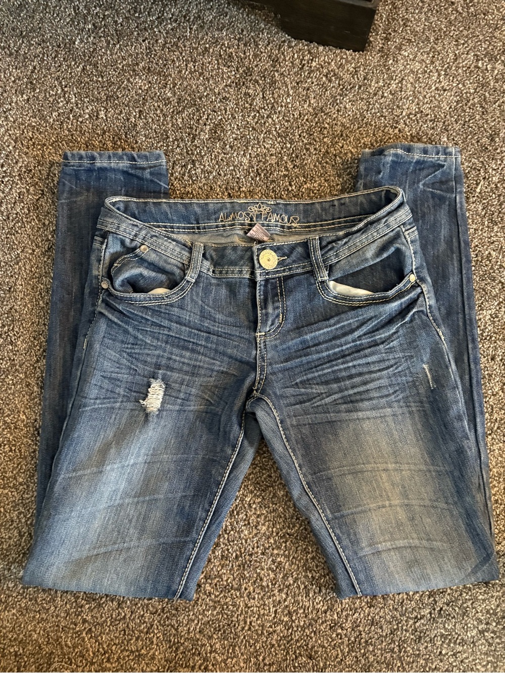 Almost Famous Medium Blue Ripped Skinny Jeans